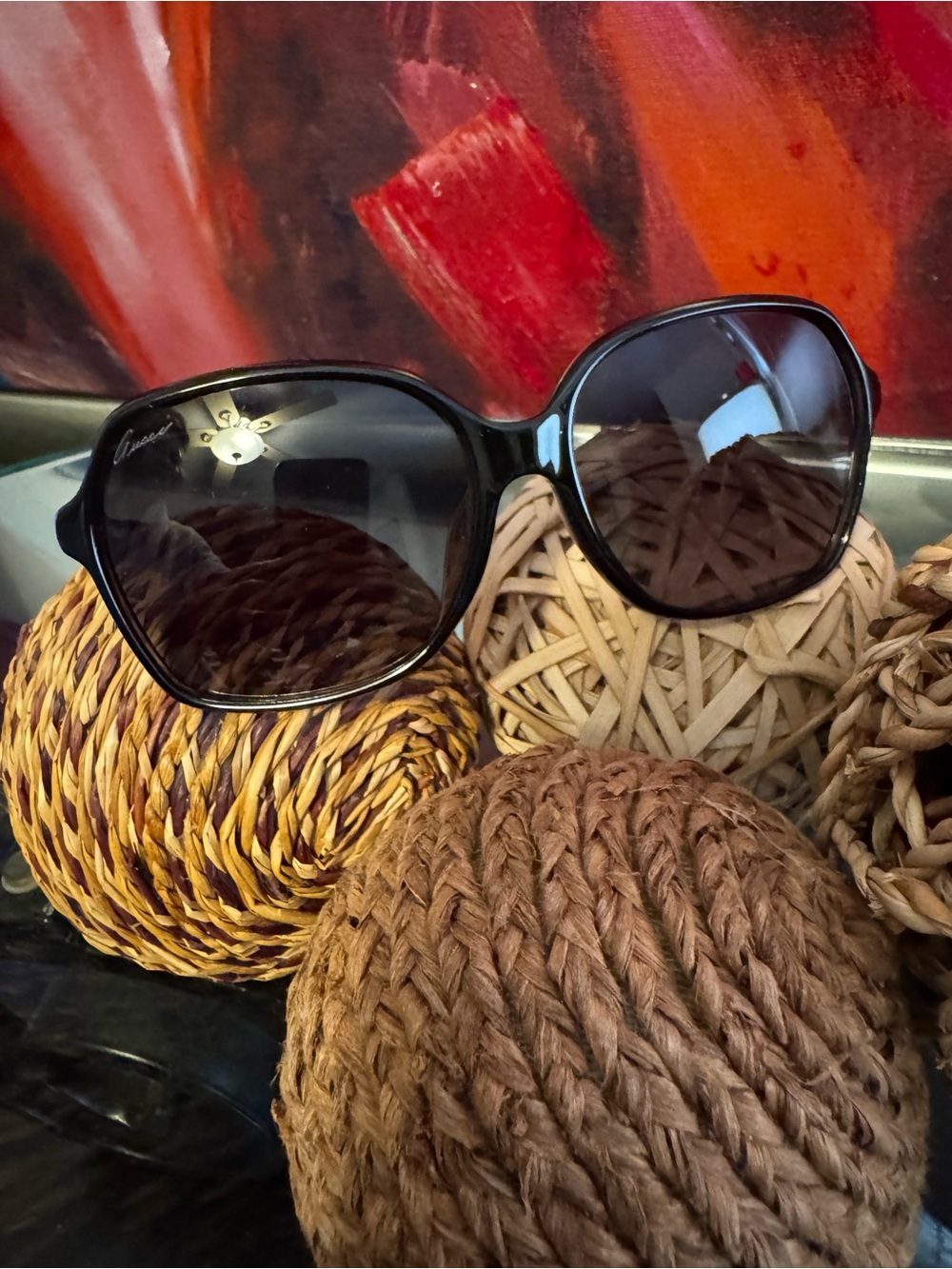 Authentic Gucci Black Frame Sunglasses with Gold GG Logo NO CASE